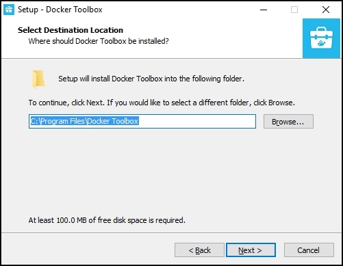 Downloading the Docker toolbox installer