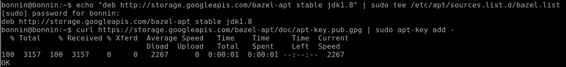 Adding the Bazel distribution URI as a package source